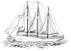 flyingcloud illustrationPOSTCARD